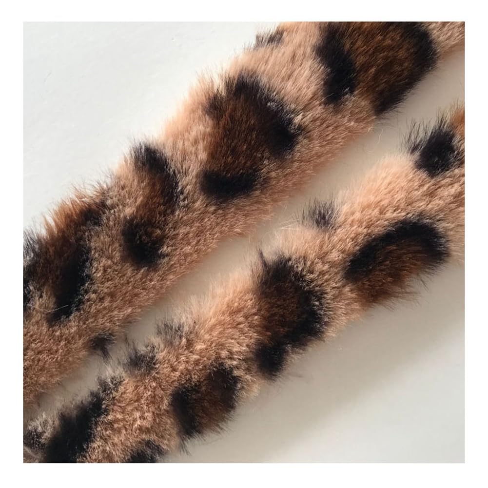 Yurosiay Pack of 5 1 m x 4 cm Faux Fur Border DIY Handmade Faux Fur Ribbon Soft Fluffy Faux Fur Trim Plush Border for Sewing Artificial Fur Border for Costumes Crafts Hooded Leopard