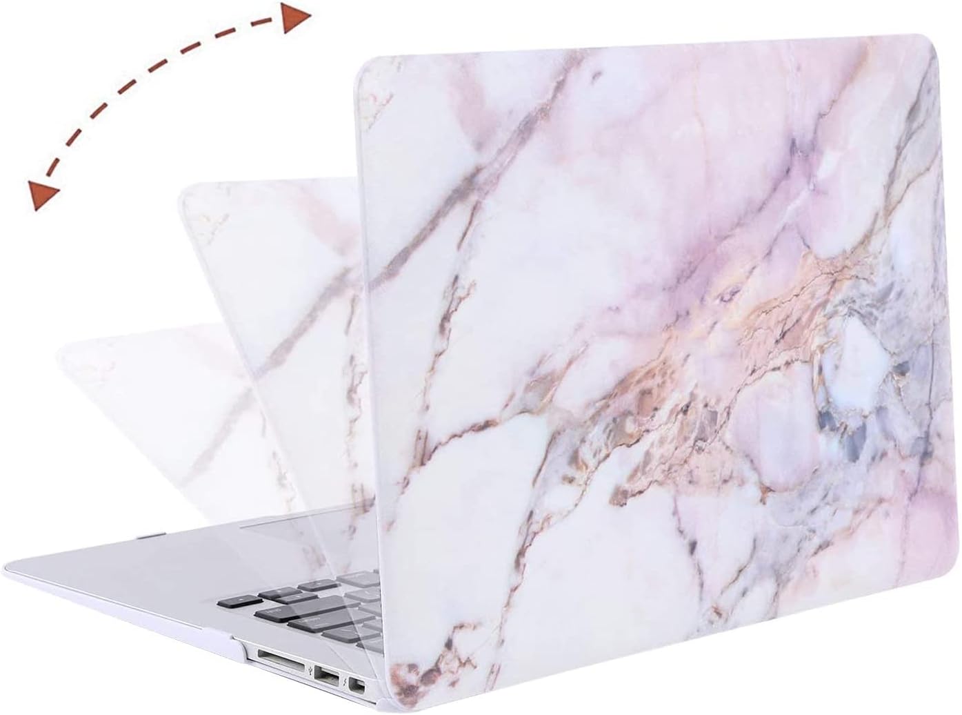 MOSISO Compatible with MacBook Air 13 inch Case (Models: A1369 & A1466, Older Version 2010-2017 Release), Plastic Pattern Hard Shell Case & Keyboard Cover & Screen Protector, Colorful Marble