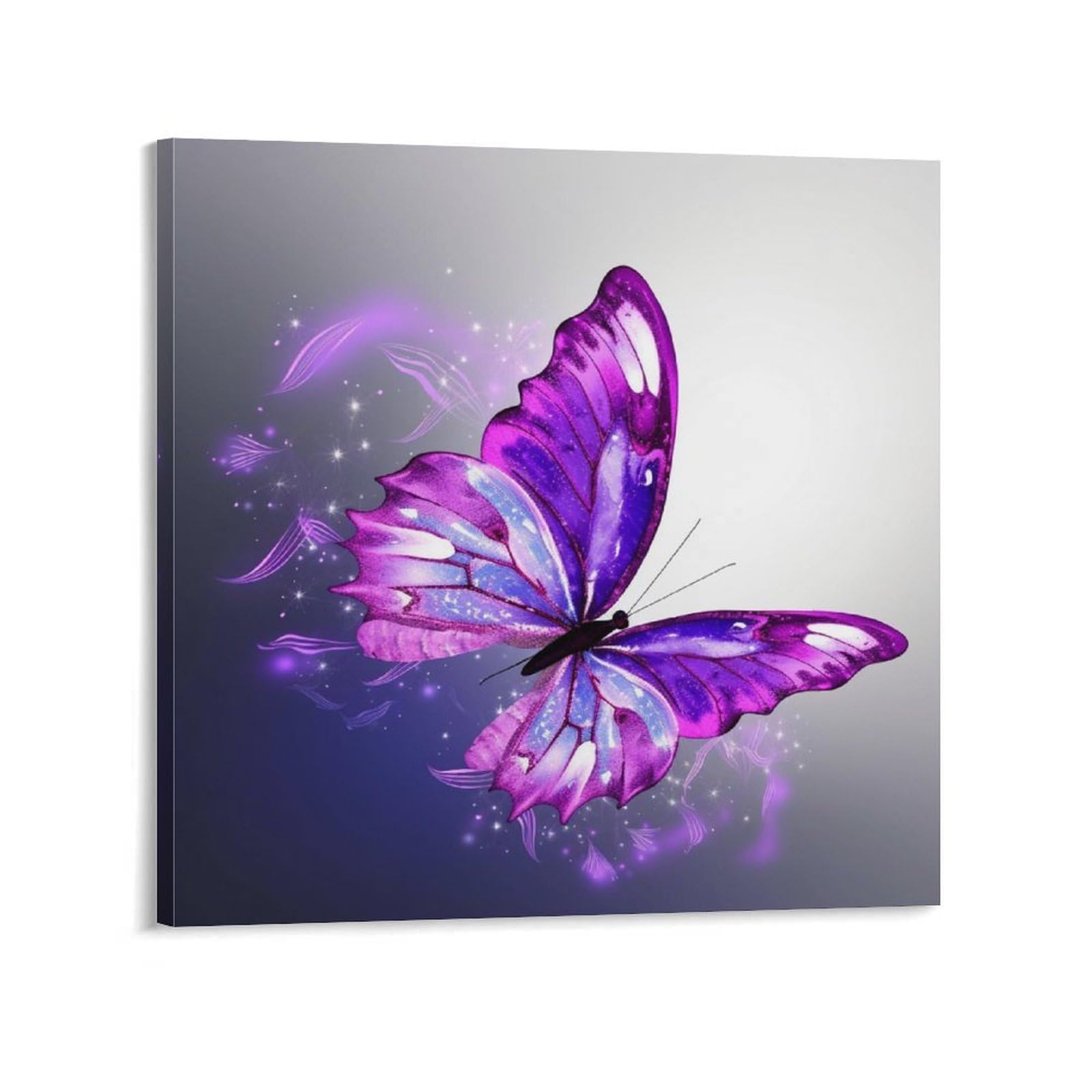 Purple Butterfly Canvas Wall Art for Bedroom 24x24inch(60x60cm) Canvas Prints Artwork for Walls Modern Picture Artwork Painting for Living Room Aesthetic Wall Paintings for Bathroom Kitchen Office Dec