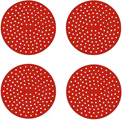 Kit com 4 Almofada de Silicone Para Fogão de Indução Protetor de Boca Cooktop Indução (Vermelho)