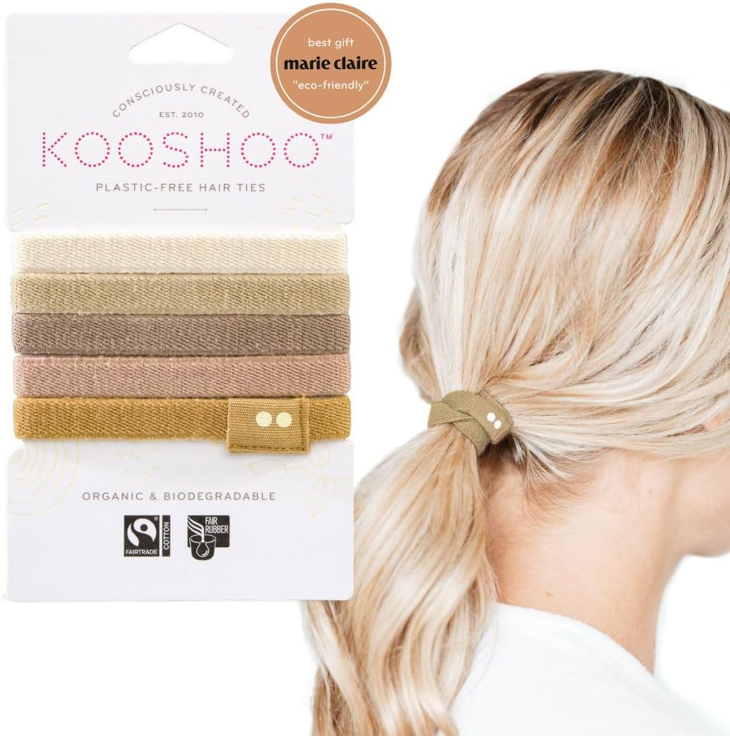 BIODEGRADABLE HAIR TIES in BLOND | Plastic-Free, Certified Organic Cotton Hair Elastics for Blonde, Gray and White Hair (Blond)