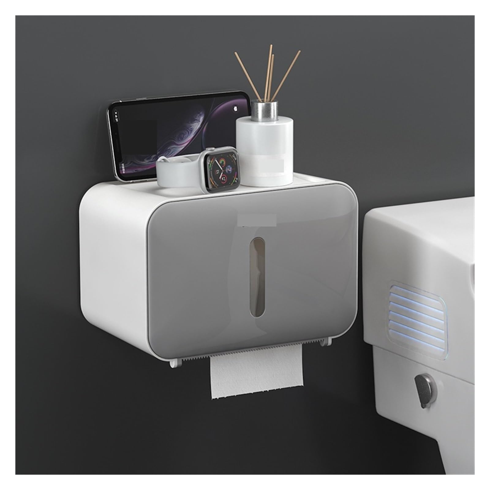 Xdgsdrdf Gris Punch-Free Toilet Paper Holder Box(Gris)