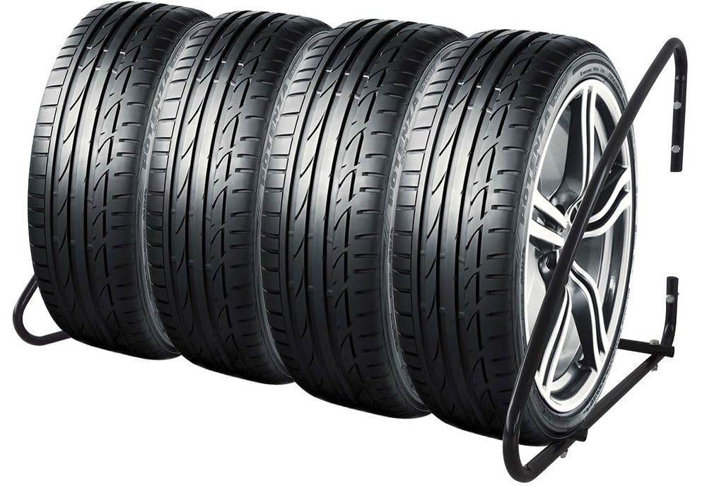 START Supporto in acciaio a parete per pneumatici portata max di 120KG, porta gomme per garage, misure 130x75x59 cm, ideale per il cambio gomme
