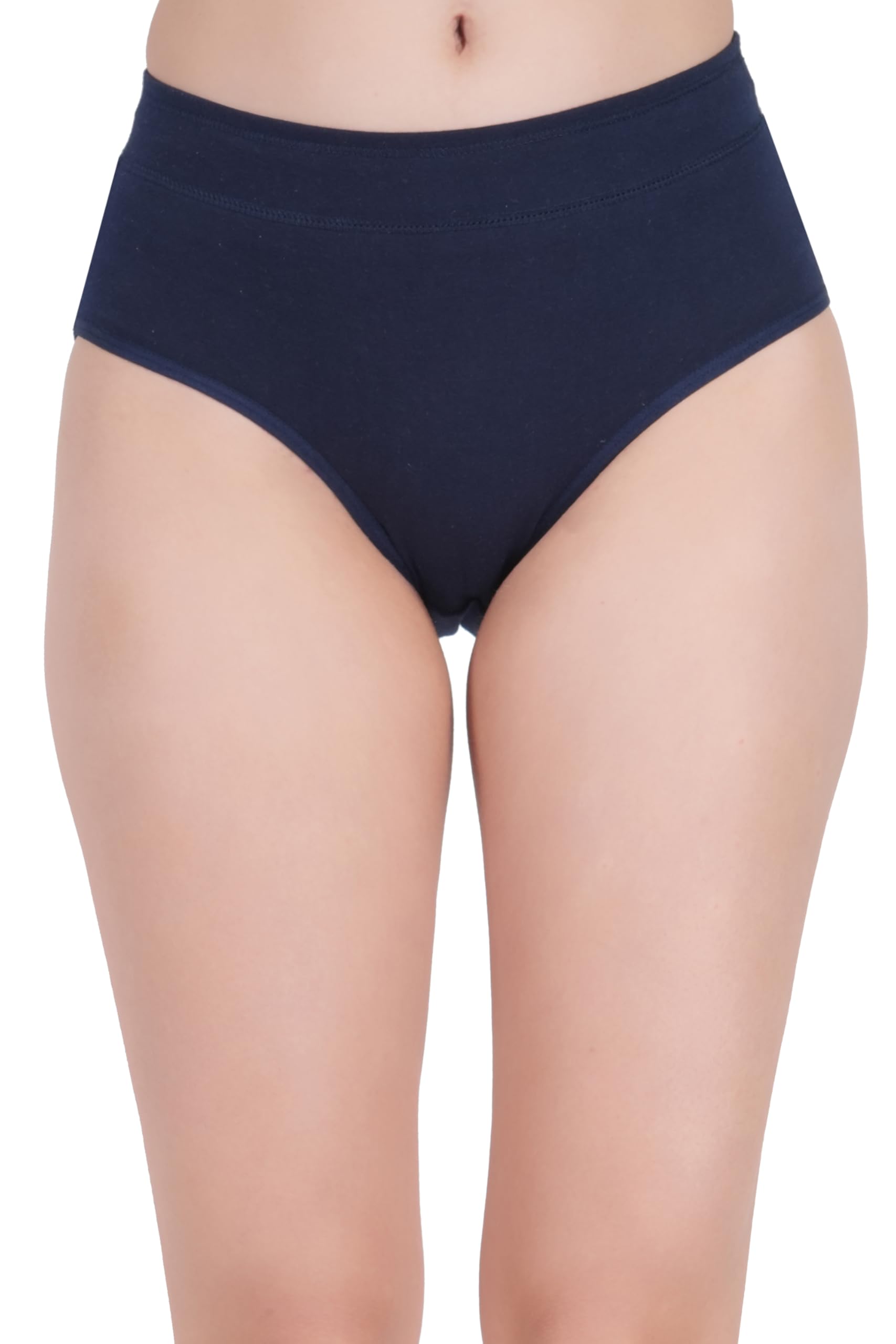 Women's High Waisted Cotton Underwear | Full Coverage Tummy Control Panties | Soft Stretch Breathable Briefs with Wide Waistband for Everyday & Postpartum Recovery (Navy, S)-image-21