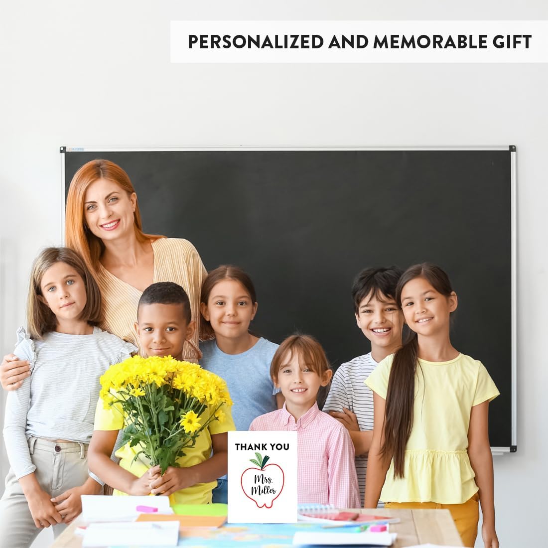 Andaz Press Personalized Jumbo Teacher Appreciation Cards, Custom Name Apple, Custom Name, Thank You Card with Envelope Jumbo Thank You Card Teacher Cards From Student 8.5 x 11, 1-Pack