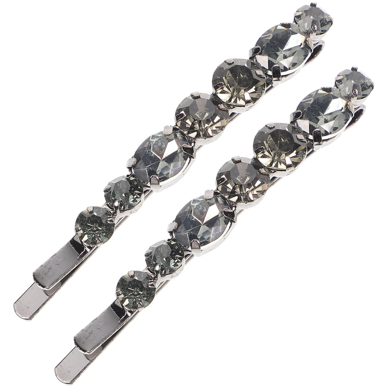 Lurrose Black Rhinestone Bobby Pins, 2PCS Hair Pins for Women