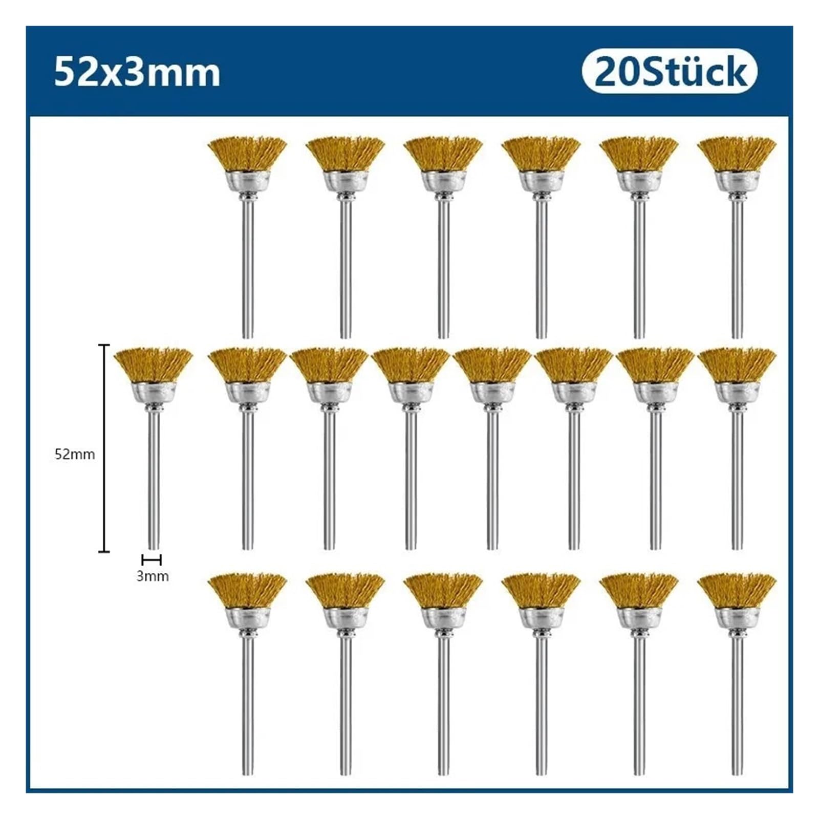 Wiertła z drucianymi szczotkami, Szczotka tarczowa do polerowania Narzędzie szlifowania Drut mosiężny Trzpień 3 mm metalu 10 lub 20 sztuk(20pcs Set)