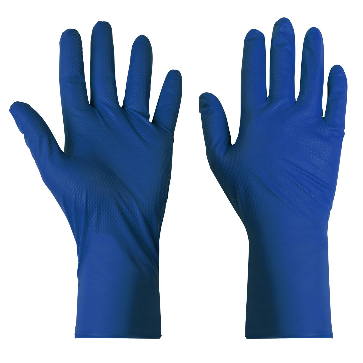 Supertouch Diamond Grip Nitrile Gloves – Heavy-Duty, Powder-Free, Chemical-Resistant, Textured Grip, EN 374 & EN 455 Compliant, Industrial Use, Blue, Large