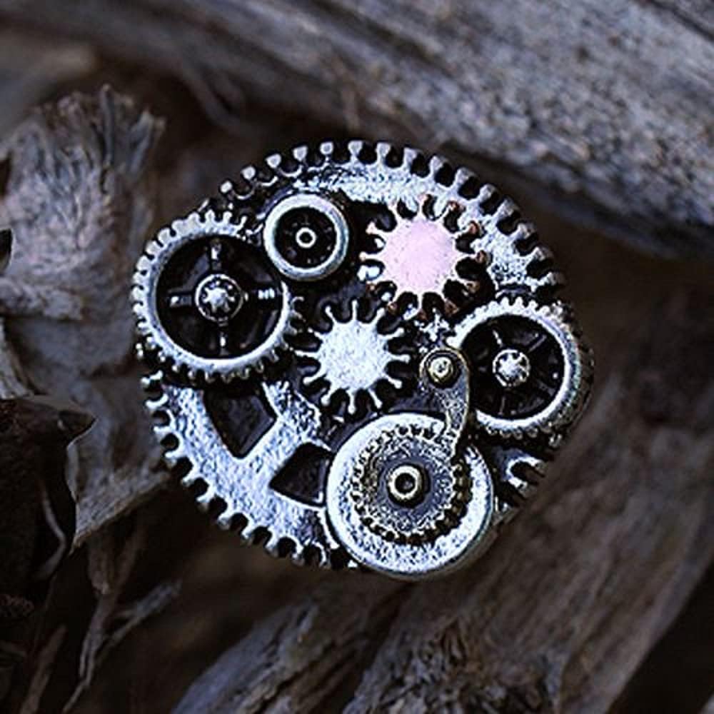Pierced Owl - 316L Surgical Steel Steampunk Gear Plug Gauges with Black O-Rings, Sold As Pair