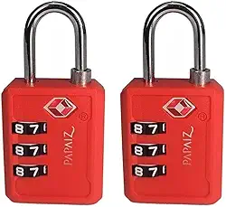Kit 2 Cadeados TSA com Segredo Numérico Modelo 30PL Vermelho para Mala e Bagagem de Viagem