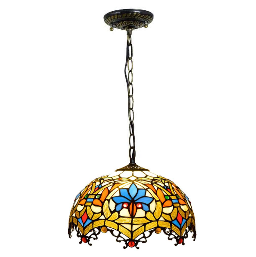 YNIYUJKL Tiffany-Style Pendant Light, 12-Inch Stained Glass American Love Dragon Tail Ceiling Hanging Lamp, Used In The Entrance Balcony Cafe Chandelier Lighting