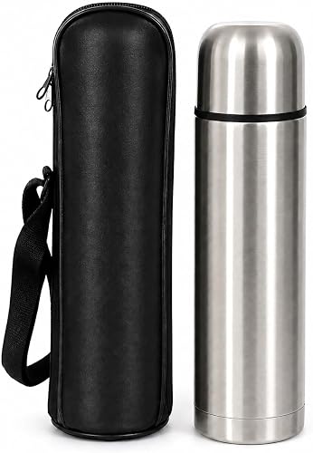 750ml Stainless Steel Vacuum Flask with Carry Pouch 29cm Silver