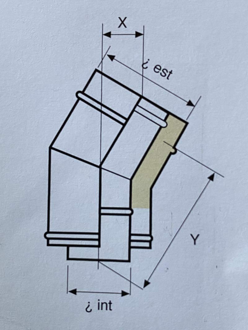 Gomito a 15° per canna fumaria in acciaio inox doppia parete (DN 150-200)