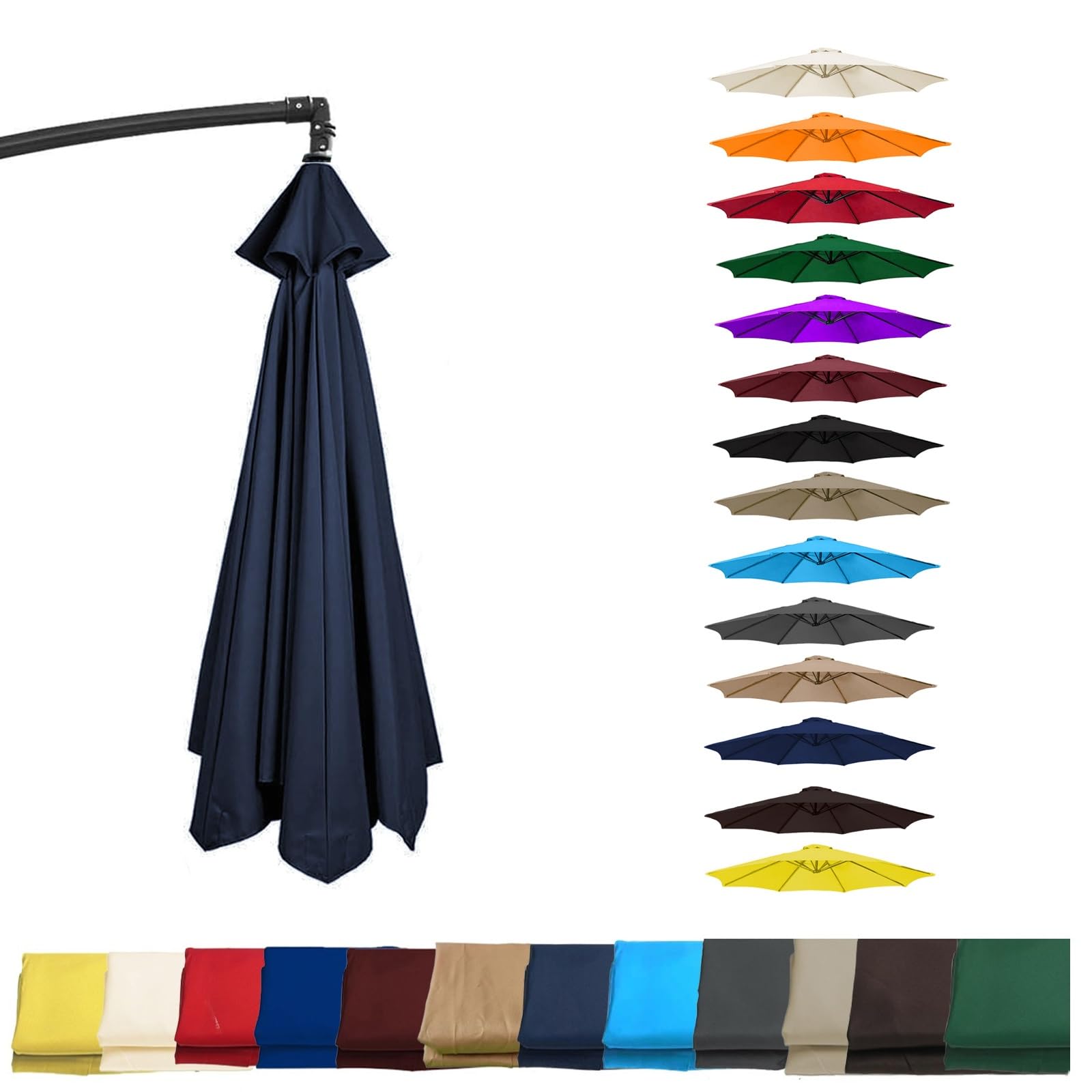 Replacement Parasol Canopy/Cover/Cloth, 6/8 Arms Sun Umbrella Replacement Cloth Replacement Parasol Fabric Cover For Cantilever & Balcony Parasol(Navy blue,8.2ft (250cm)/6 Ribs)