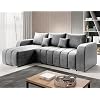 Velvet L-Shaped Corner Sofa - 245 x 86 x 147 cm - Sofa Bed with Bed Box and Sleep Function - Corner Couch with Storage Space - Left - Fabric Monolith Grey 84