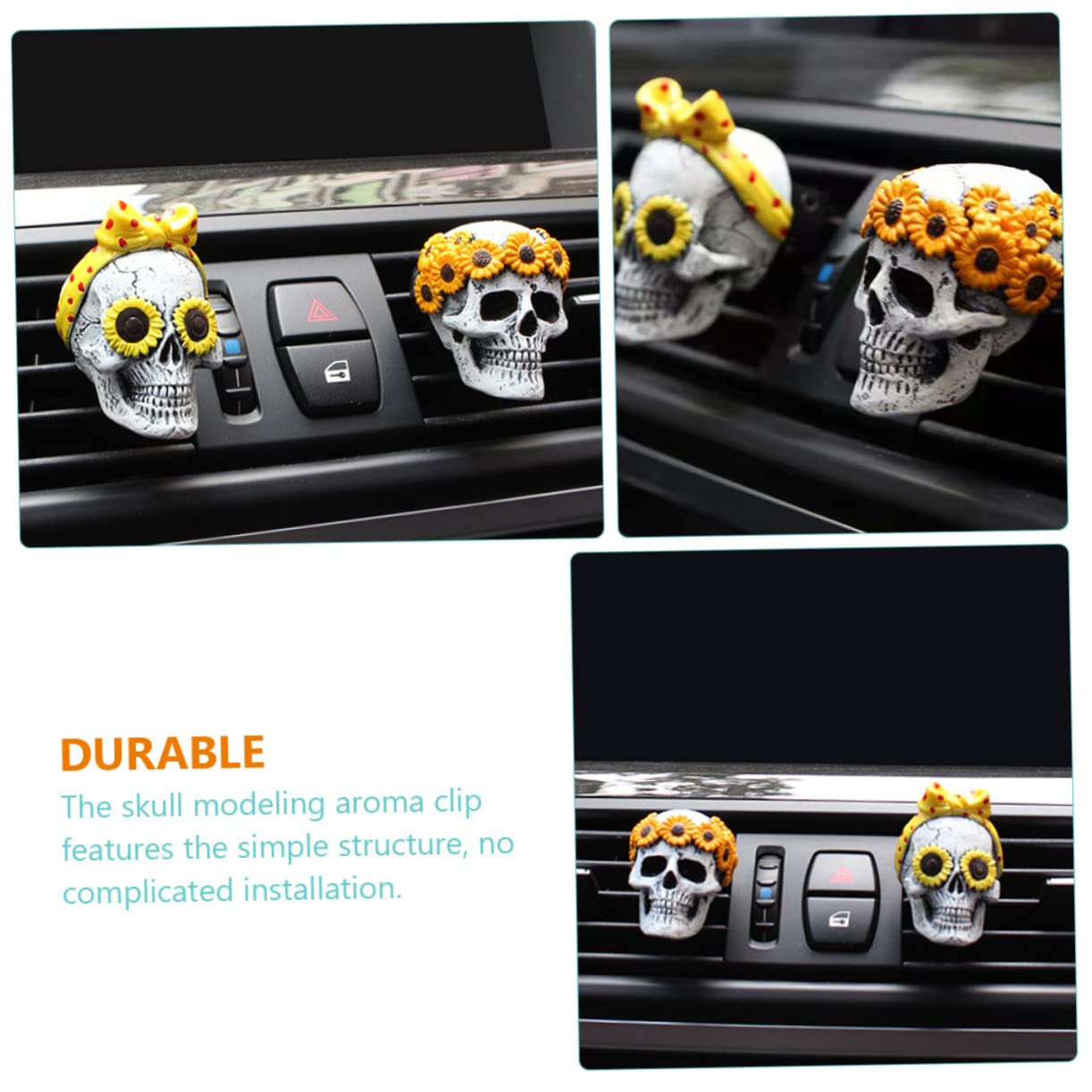 GLEAVI 6pezzi Diffusore Profumo Auto Creativo Forma Di Teschio Da Clip Aromatiche Per Interni Auto Facile Installazione Design Adorabile Atmosfera Rinfrescante