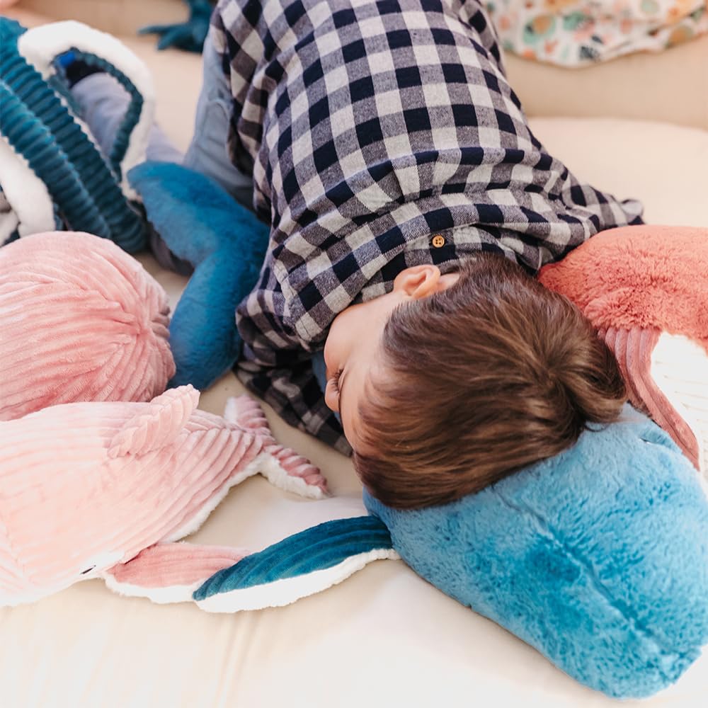 Les PTIPOTOS by Les DEGLINGOS - Peluche GEANTE GRAVILLOU LA Baleine Maman Bebe - Toute Douce - Cadeau Naissance Anniversaire Noel - 75CM - Bleu