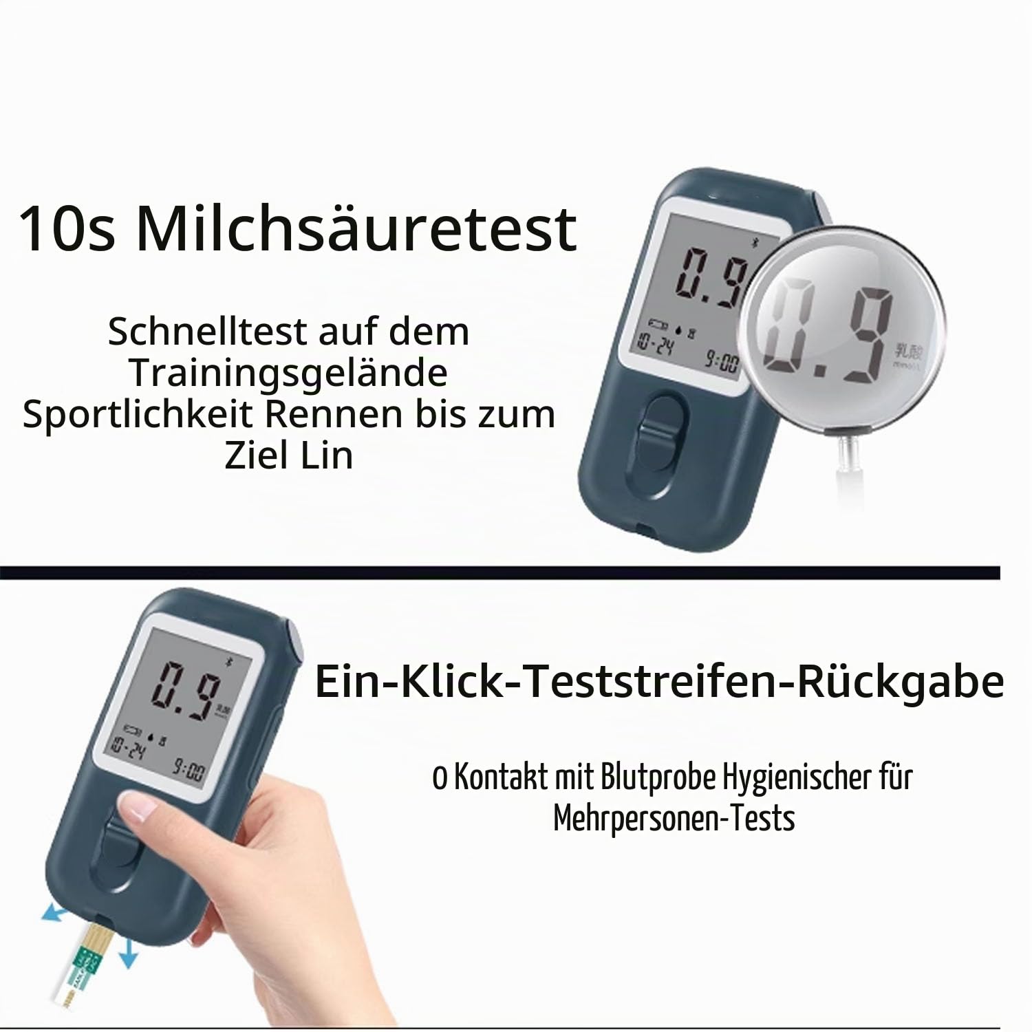 Laktat-Testset, Blutlaktat-Messgerät, 50 Ersatzstreifen und 1 Messstreifen, Messbereich 0,5–28 mmol/l, zur Überwachung der sportlichen Leistung