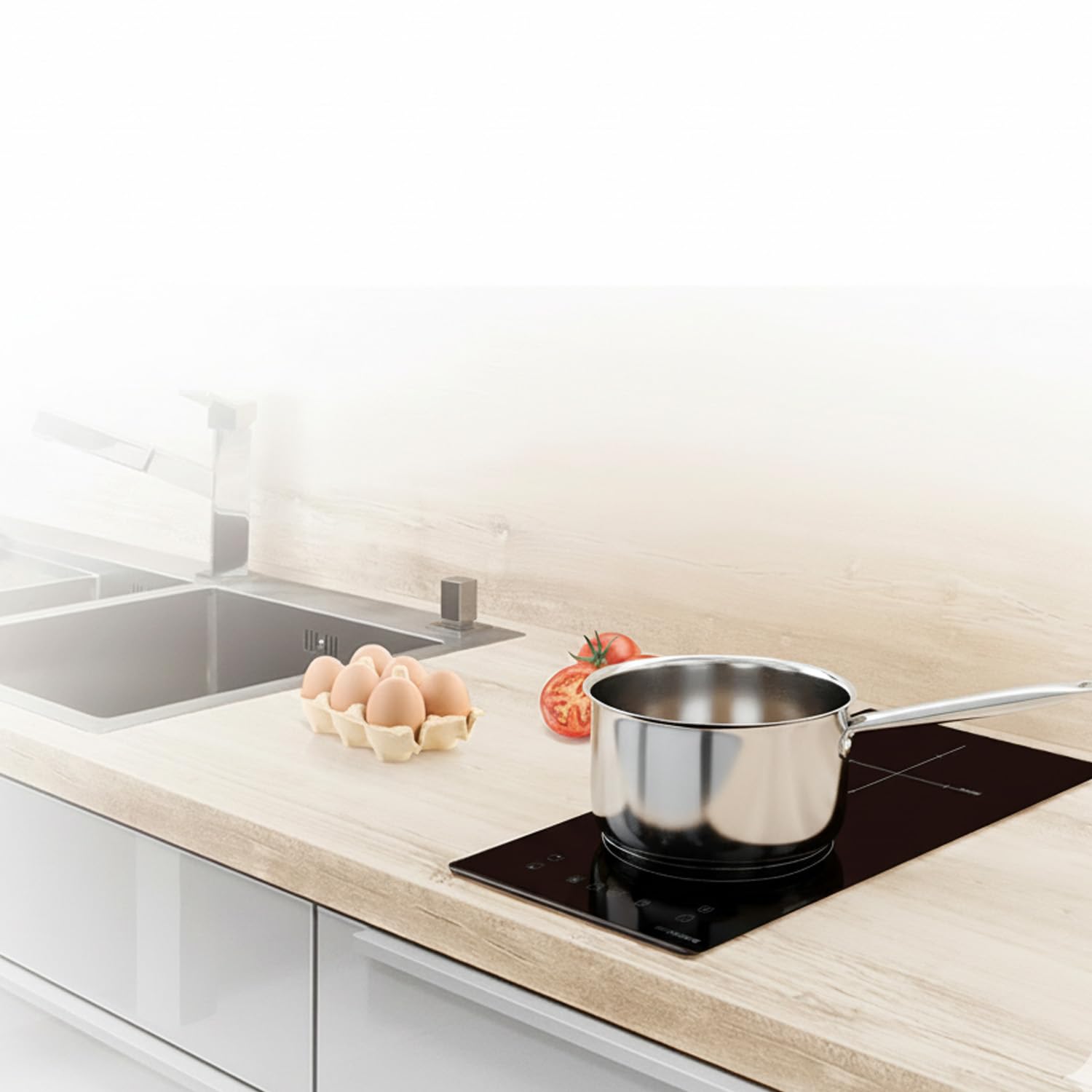 SIXHOME Placa de inducción 30 cm 2 zonas 3300 W con función Booster, control táctil, bloqueo infantil, apagado automático, color negro SXHPI30N — view 5