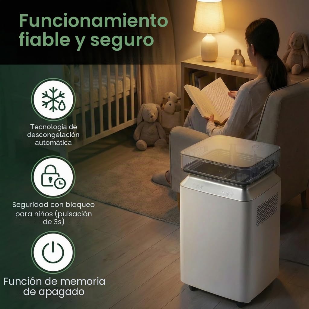 Deshumidificador Eléctrico Comerciale con Bomba: 80L/Día Alta Capacidad Tanque 8L y Drenaje Continuo Portátil con Ruedas para Casa Oficina Trastero Almacén Espacios Grandes
