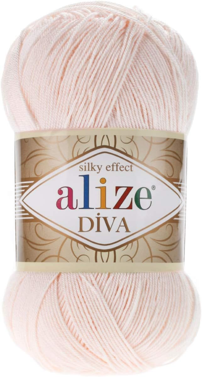 100% Microfiber Acrylic Alize Diva Silk Effect Knitting Sport Crochet Yarn Lot of 4 Ball skeins 400gr 1532yds Color (382 Powder)