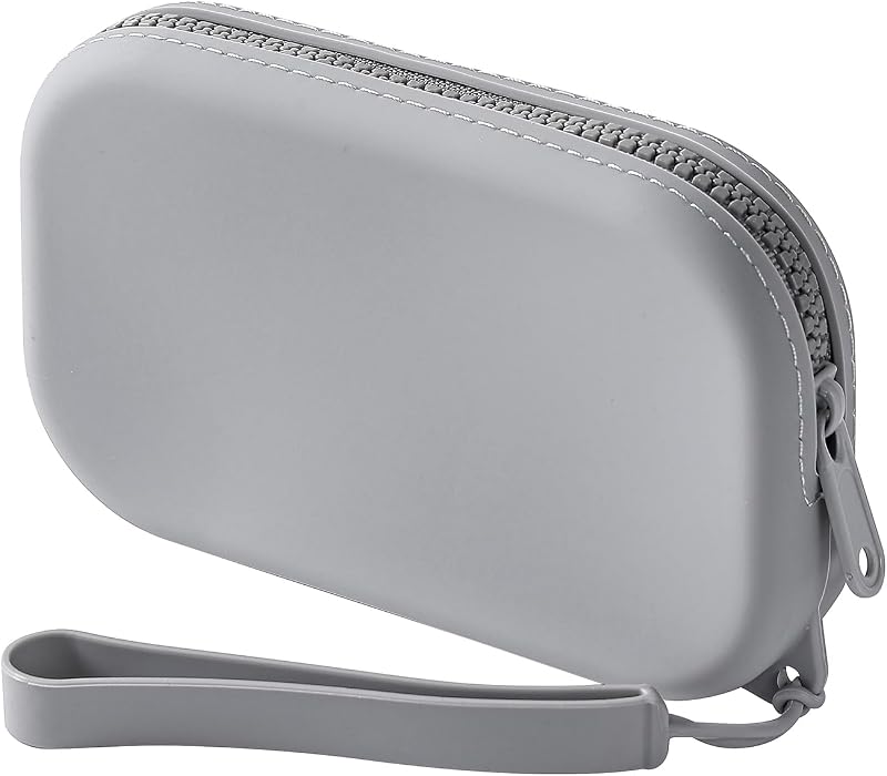 Necessaire de maquiagem JOVAKIT em poliéster, portátil, com zíper e alça, Dark Grey