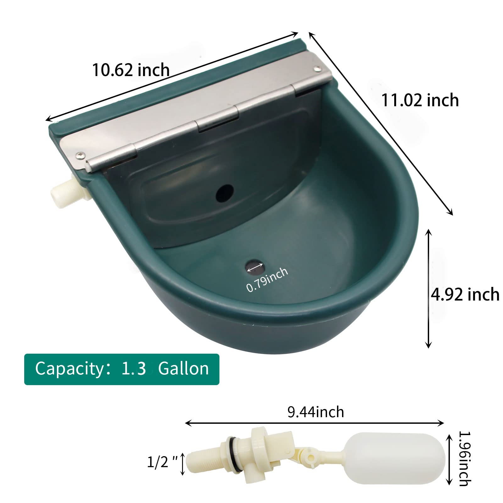 Automatischer Wassernapf aus Kunststoff für Pferde, Rinder, Ziegen, Schafe, Hunde, Bauernhof-Qualität, Schaf-Wassertrog (mit Ablaufloch und 100 cm Rohr) (ohne 100 cm Rohr)