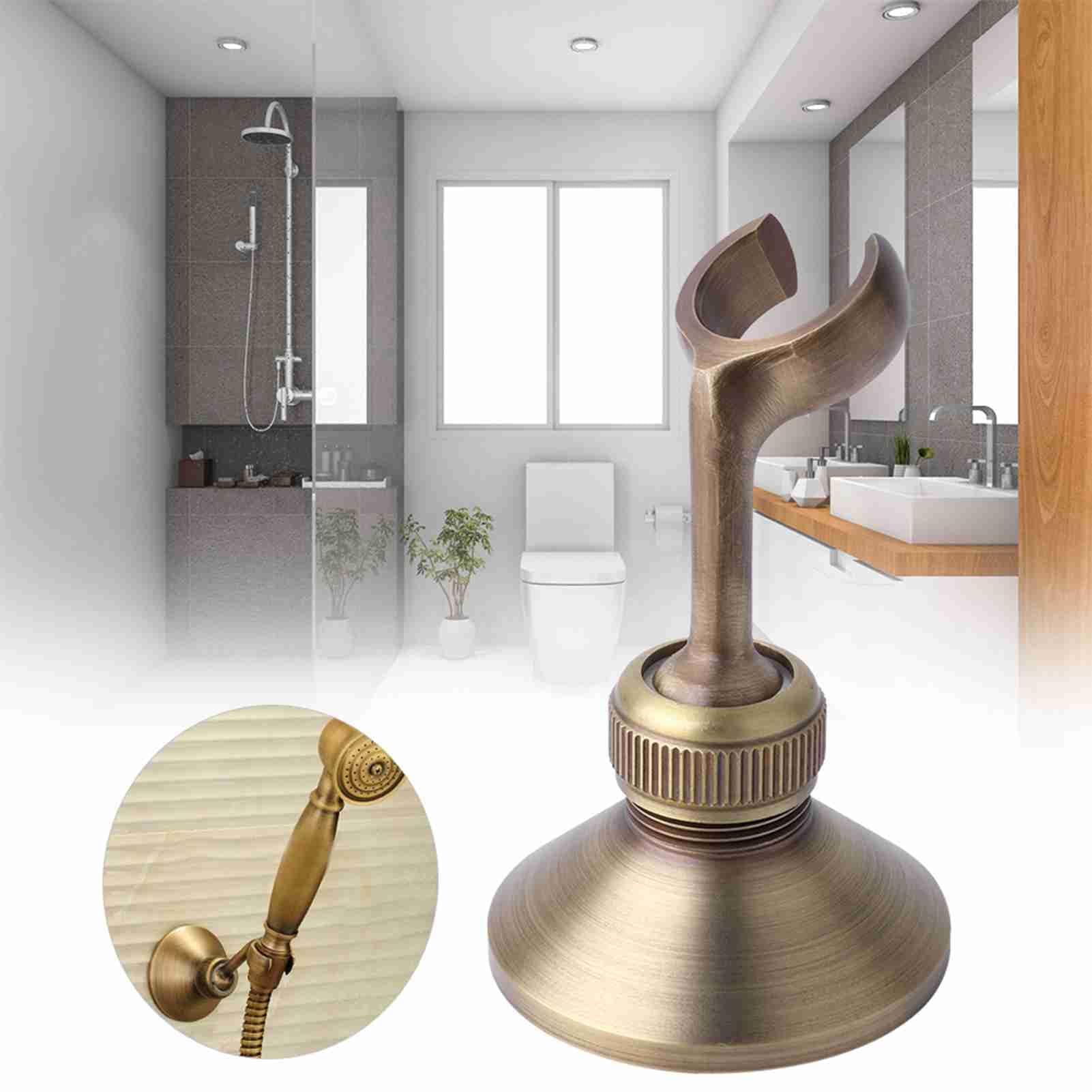 VIFERR Shower Head Holder Brass Shower Head Holder Adjustable Hand Shower Holder Wall Mounted Shower Head Holder Base for Home Bathroom - Image 3