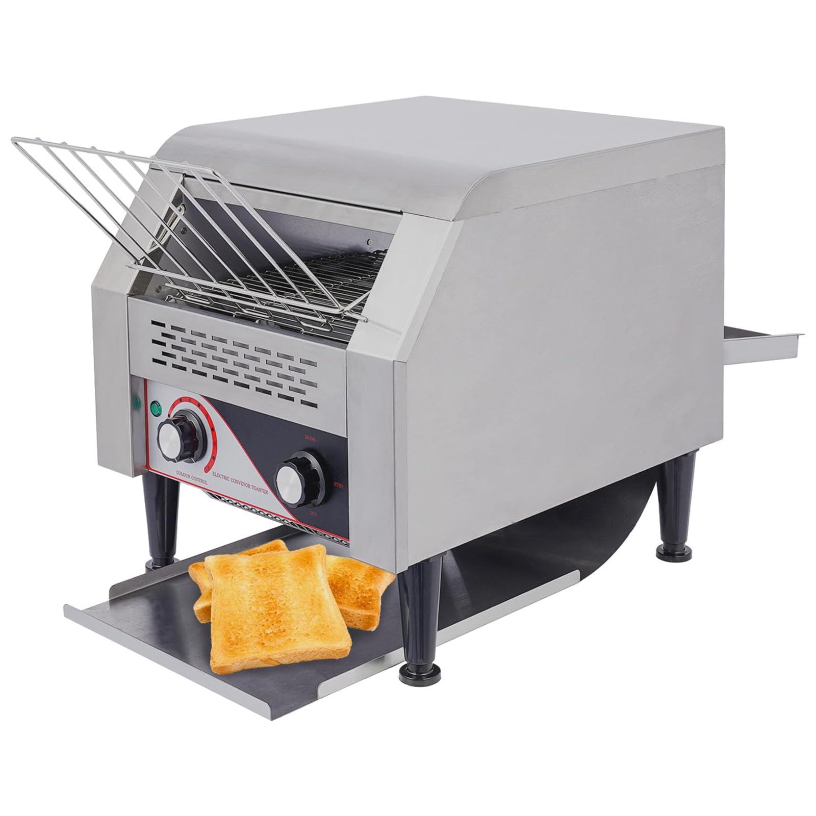 Tostapane professionale a nastro 150/300/450 fette/ora | Doppia resistenza | 7 velocità | Inox industriale per panetterie, caffetterie e croissant(150 Slices/H)