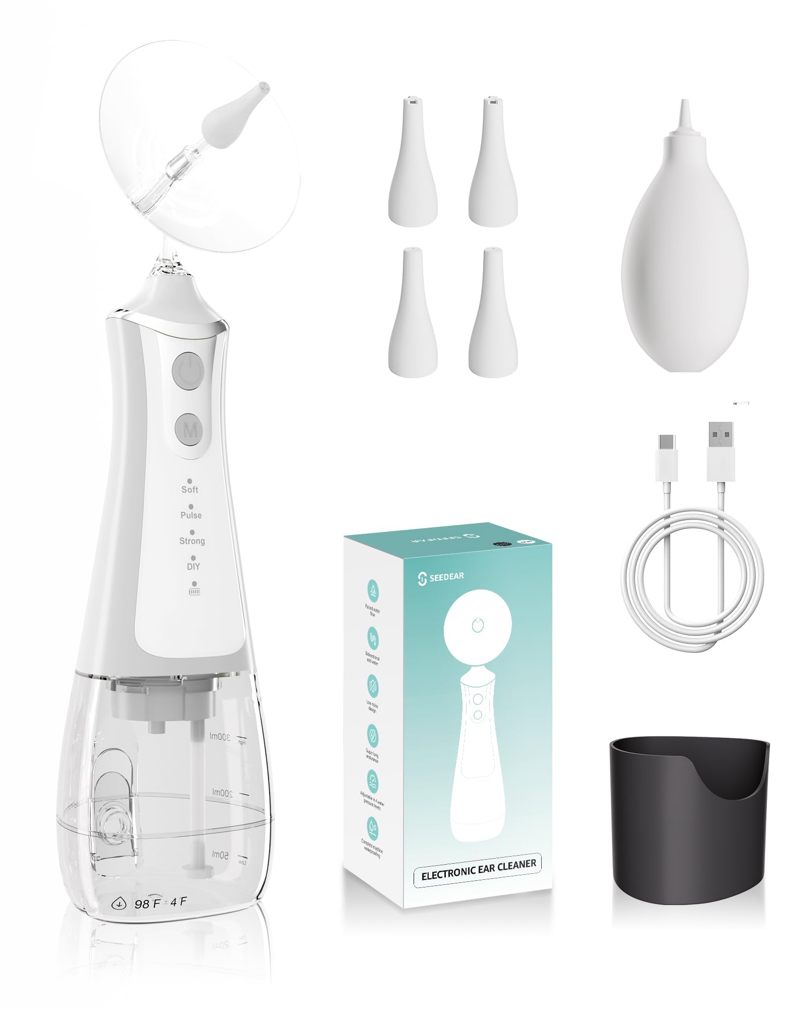 Ear Wax Removal Kit - Electric Ear Cleaner - White