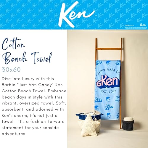 Miniatura 3 de Franco Collectibles Barbie Movie Ken - Toalla de baño de algodón súper suave, 60 x 30 pulgadas, (producto 100% oficial)