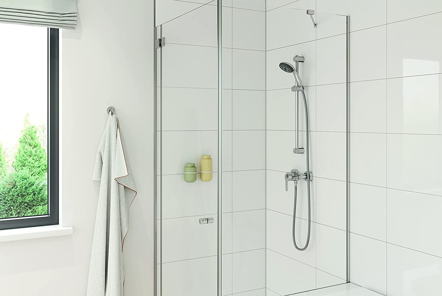 GROHE QuickFix Start Edge Grifo Ducha Monomando Empotrado – Instalación Fácil Con QuickSpanner, Ahorro De Agua Y Válvula Antirretorno (Cromo, 24197001)