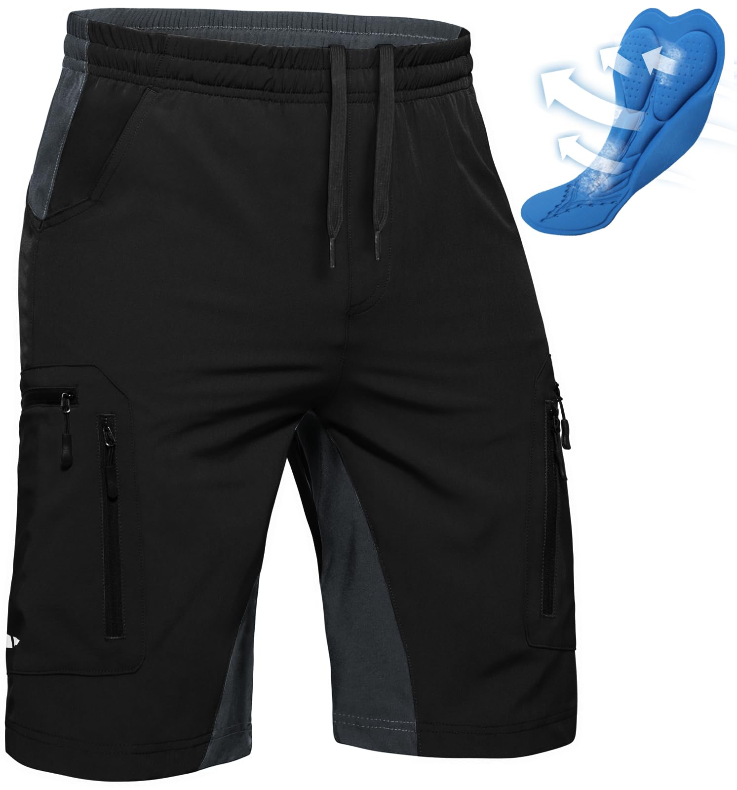 Ally Men's Mountain Bike Shorts 4D Padded Lightweight Loose-fit with Zipper Pockets for Biking Cycling Bicycle Riding Biker