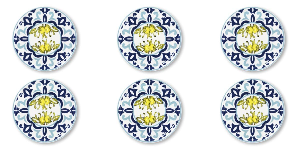 Excelsa - Set de 6 assiettes à pizza Excelsa Foliage, porcelaine, vert