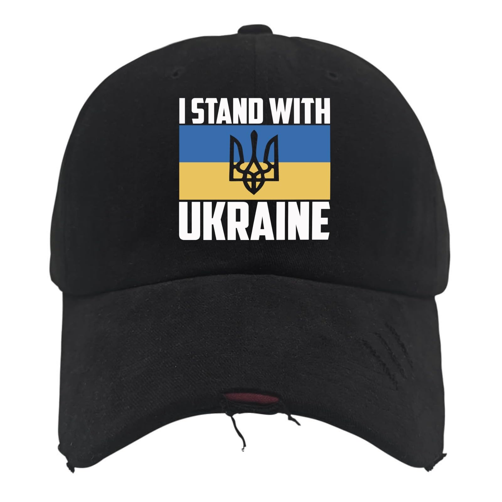 I Stand with Ukraines American Flag Ukrainian Flag Baseball Cap Travel Hat AllBlack Hats for Women Gifts for Men Workout Hats