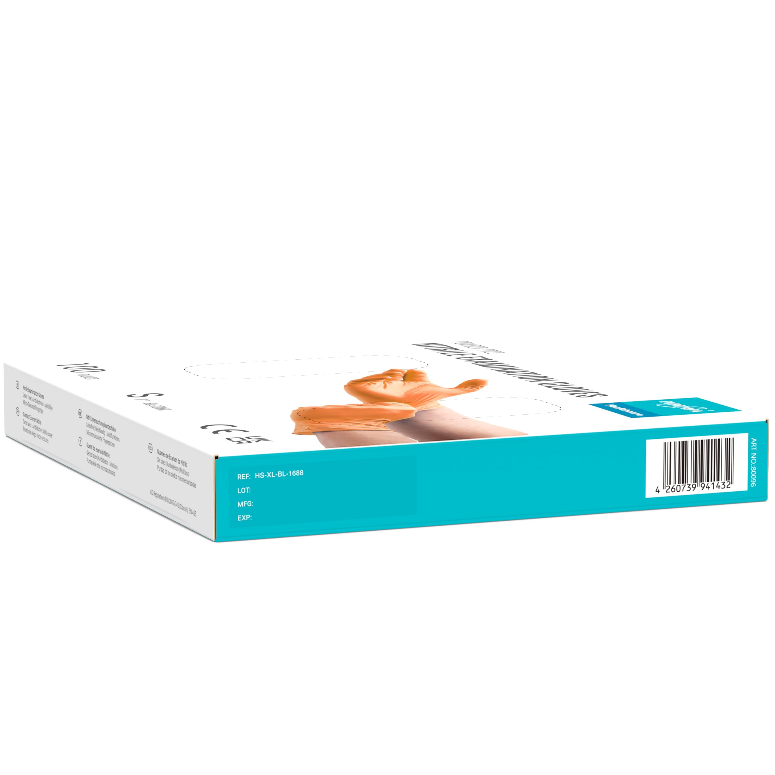 EUROPAPA® 500 x jednorazowe rękawiczki nitrylowe bez talku rękawice badawcze EN455 EN374 bez lateksu rękawiczki jednorazowe rękawiczki dostępne w rozm. S, M, L & XL (pomarańczowy, S)