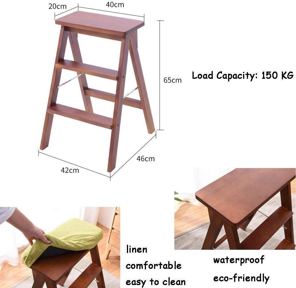 DASHADAO Taburete de Escalada Interior, Taburete de Andador Plegable con Escalera de Tijera/Escalera 3, Asiento de Esponja de Madera, Asiento de Esponja, Silla de Oficina Taburete Alto 15