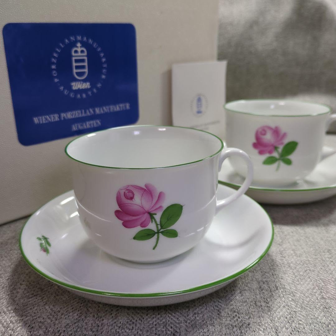 ☆美品☆アウガルテン ウィンナーローズ フリーカップ 湯呑み 2客 ペア 