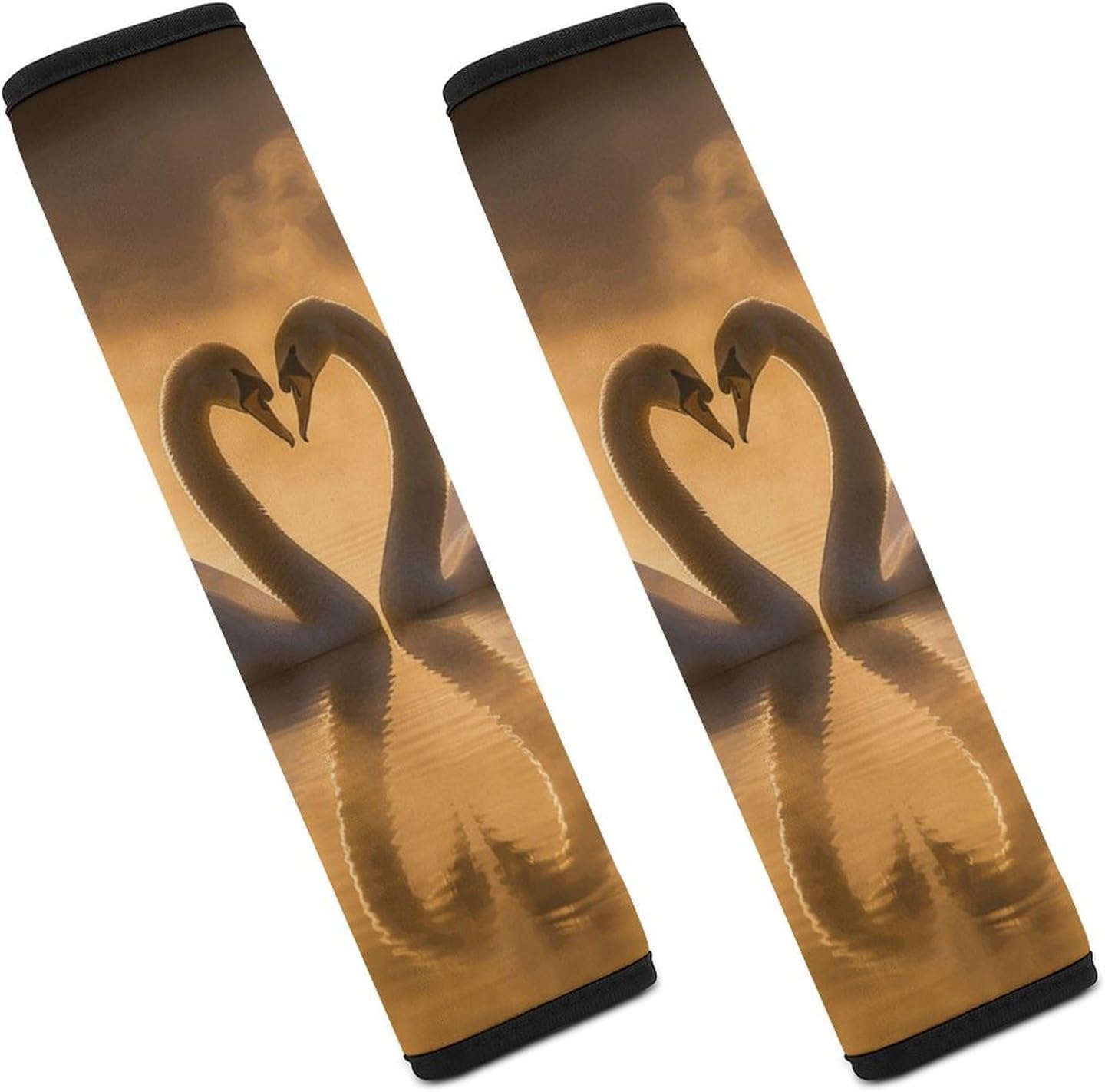 2 PCS Super Soft Car Seat Belt Pad, Cute Two Heart-Shaped Swans Printed Waterproof Sweat-Absorbing Seat Belt Covers Backpack Shoulder Pad for All Car Seats Baby Strollers