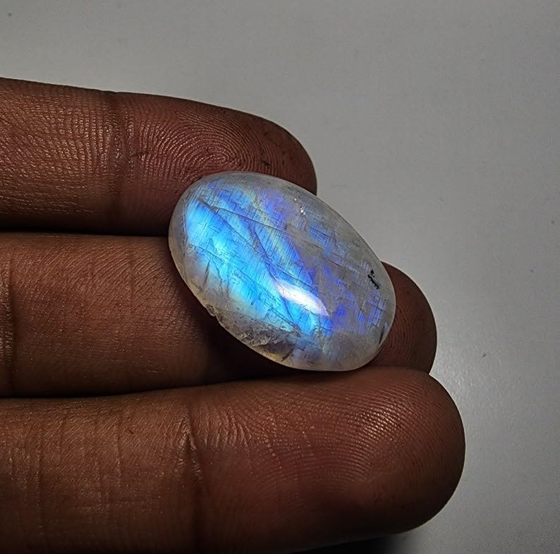 Pierre de lune naturelle arc-en-ciel cabochon ovale 26x17mm pour bijoux DIY - 4