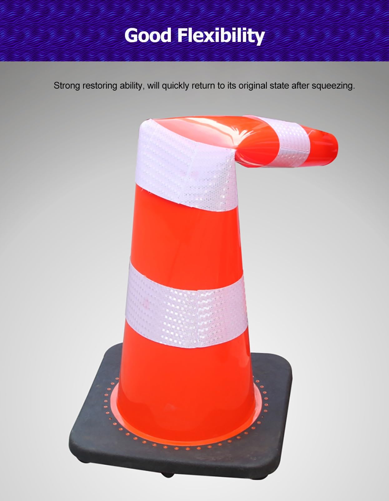 Poste señalizacion trafico 8 paquetes de conos de seguridad para estacionamiento en carretera, base de PVC, cono de tráfico de plástico flexible con collares reflectantes, para el hogar/calzadas(70cm/