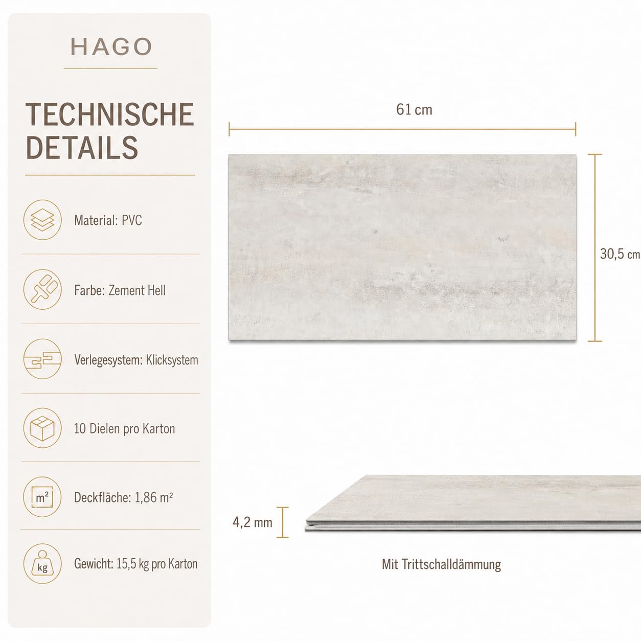 PVC-Vinylboden Klickvinyl PVC-Bodenbelag Zement