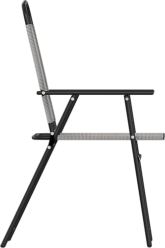 Miniatura 11 de Flash Furniture Mystic - Sillas plegables para patio, sillas de césped de textileno para exteriores con reposabrazos, juego de 2, color gris