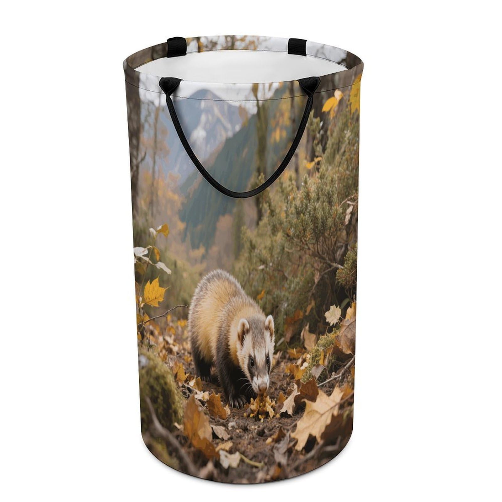 Ferret - Badger Laundry Basket with Handles Large Collapsible Laundry Bag Freestanding Waterproof Clothes Hamper Decor Storage of Dirty Clothe for Family Bathroom 86L