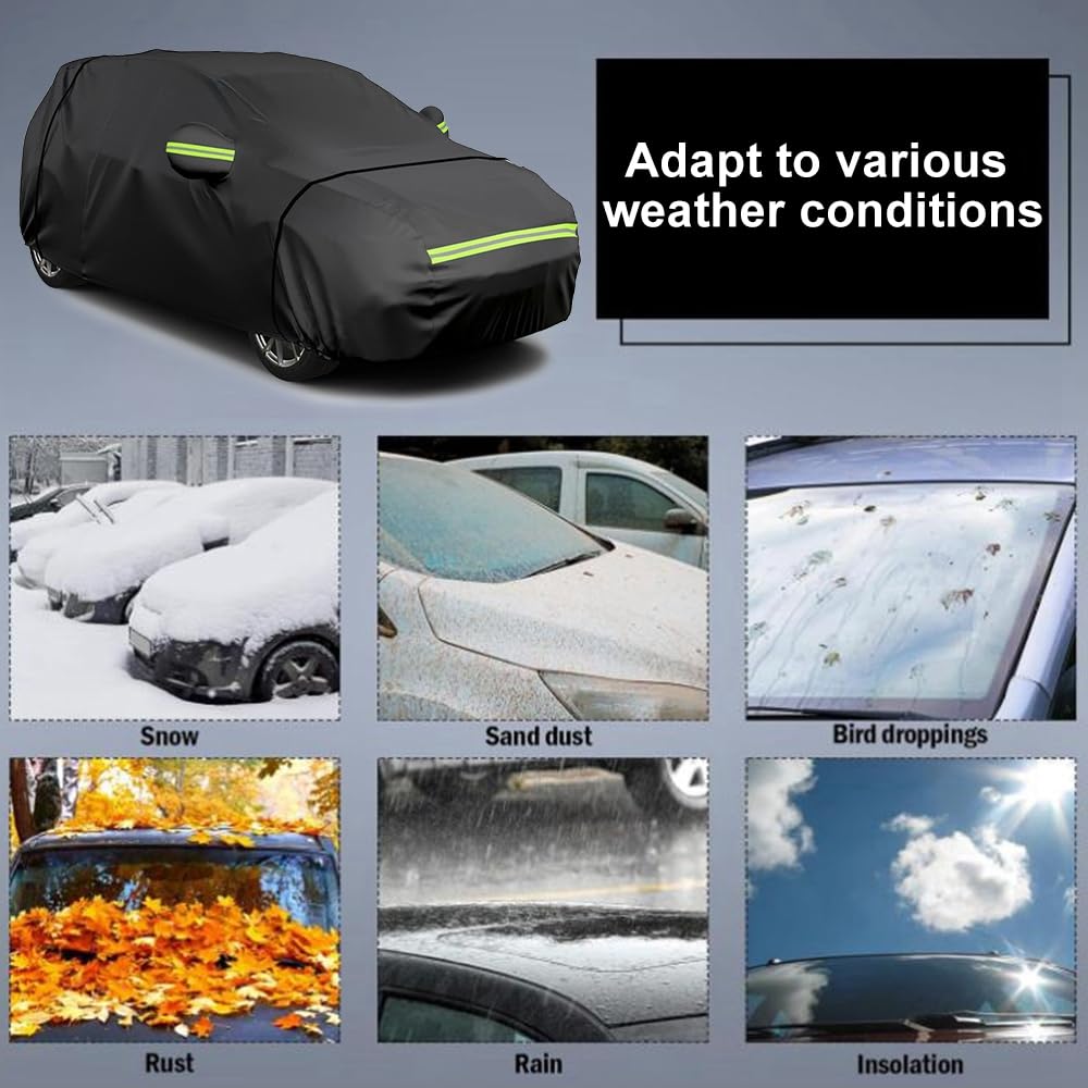 JSCARLIFE Copertura completa per auto, impermeabile, antivento, anti-neve, pioggia, polvere, sole, protezione UV, con cerniera laterale, universale, adatta per la maggior parte delle auto (SUV, M: 465