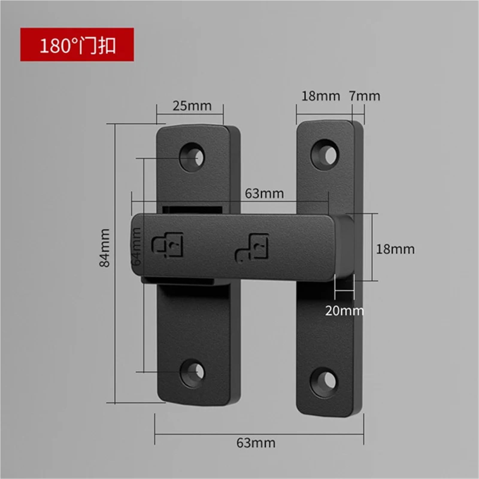 Pestillo de seguridad for puerta de interior sin perforación, cerradura de puerta corrediza de baño con hebilla, cierre a presión, estilo antiguo, for montaje en superficie, 1 unidad(90-Gray)