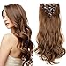 Produktbild Clip in Extensions wie Echthaar günstig Haarteile 8 Tresssen 18 Clips für komplette Haarverlängerung Gewellt Haarextensions 17"(43cm)-140g Hellbraun