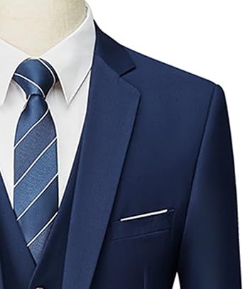 Men's Formal 3 Piece Suit Set 1 Button Slim Wedding Tuxedos Suits Lapel Stylish Business Party Blazer Vest Pants
