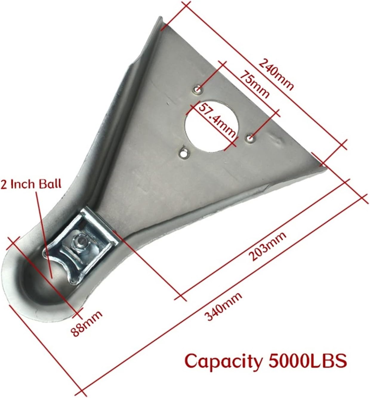 Trailer Hitch A-Frame Trailer Coupler Cap 5000Ibs Fits 2Inch Ball Hitch Couping RV Parts Camper Caravan Accessories Components Adjustable Hitch