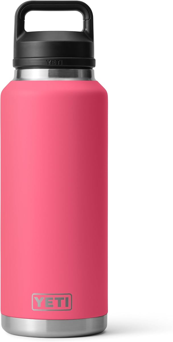 Botella Rambler de 46 oz, a prueba de fugas, aislada al vacío, acero inoxidable con tapa, rosa tropical